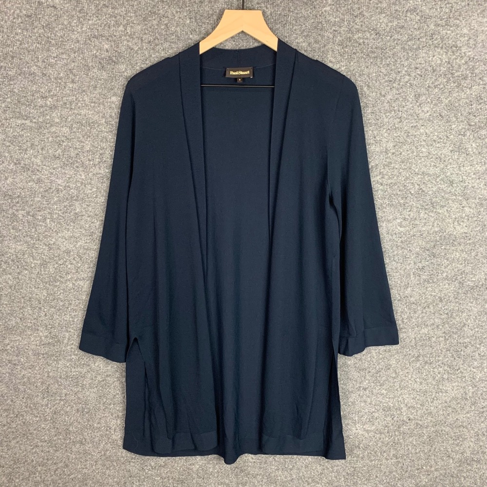 Paul Stuart Women's‎ Navy Blue Cardigan Sweater Size M Viscose Nylon Blend